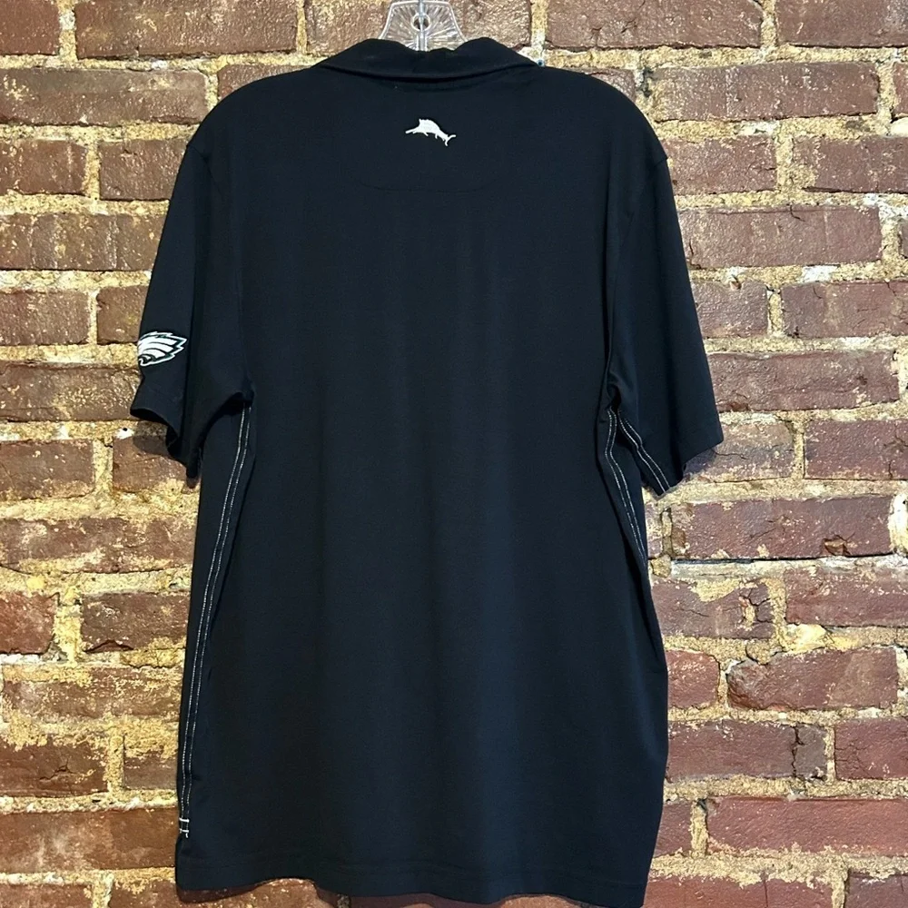 Tommy Bahama 🏆🦅NFL Eagles🦅🏆 Black Polo Shirt Short Sleeve - Picture 2 of 12